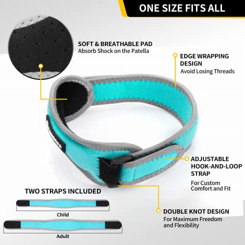 CAMBIVO 2 Pack Patella Tendon Knee Straps, Knee Brace for Women & Men with Extra Straps, Patella Bands for Pain Relief, Osgood Schlatter, Jumper’s Knee, Tendonitis, Running, Basketball, Volleyball - color: Lake Blue