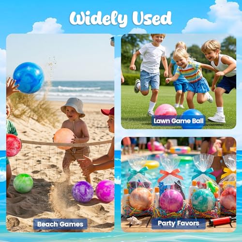 FUTUREPLUSX 6PCS Inflatable Playground Balls, 8.7 Inches Kickball Dodge Ball with Pump, for Kids Indoor and Outdoor Play, Party Favors