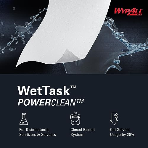 WypAll PowerClean WetTask Wipes for Solvents System (06006), Center-Pull, White, Refill Only (275 Sheets/Roll, 2 Rolls, 550 Sheet Total)