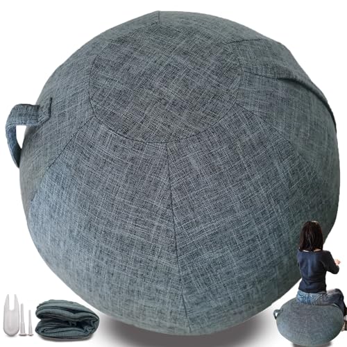 Protective Cover for Fitness Balls | Air Plug Included, Exercise Ball, For Pregnancy Ball Chair Yoga Ball, No Yoga Ball Included Washable Linen Ball Cover - color: Navy, size: 65CM