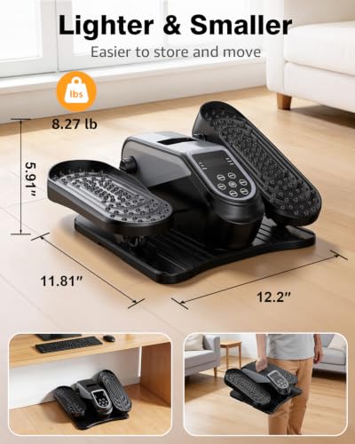 VIVURN® 023 Under Desk Elliptical Mini Electric Leg Exerciser for Senior, 12 Speeds RF Remote Display Monitor Non-Slip Mat, Quiet & Compact Seated Pedal Exerciser for Home Office Gift for Mom Dad - color: Grey