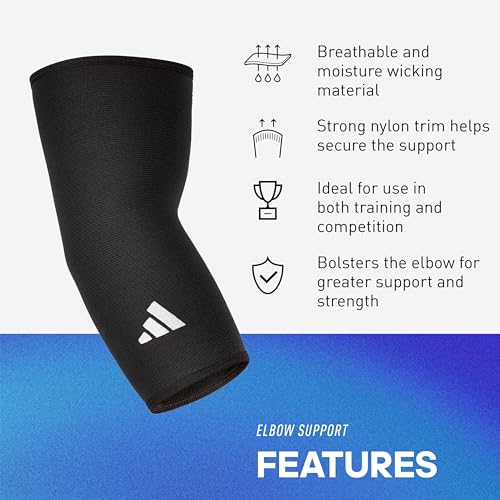 adidas Elbow Support Sleeve - Seamless and Smooth Elbow Support for Training, Competitions, and General Fitness - Ergonomic Design, Nylon Trim - Durable & Breathable - Black (Red Logo), X-Large - size: X-Large, style: adidas Elbow Support