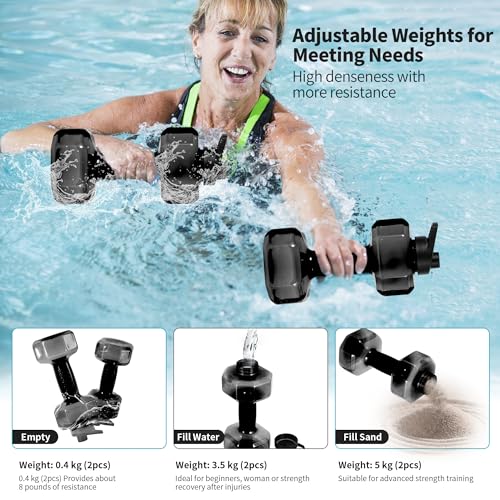 Water Weights for Pool Exercise Set of 2, Aquatic Exercise Dumbbells with Non-slip Handle, PE Materials Water Dumbbell Aerobics for Water Aerobics Weight Loss - color: Black