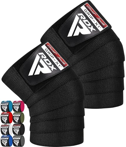RDX Knee Wraps for Weightlifting, 78” Elasticated Straps Power Lifting Leg Press Support Gym Fitness Squats Workout Men Women - color: Full Black