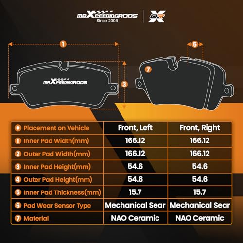 maXpeedingrods P-679 D679 P679 NAO Ceramic Front Brake Pad Set for Ford F-150 (4.2L 4.6L 5.4L) 1997-2004, Heritage 2004, for Lincoln Blackwood 2002 - size: P-679