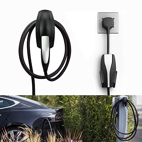 SEVEN SPARTA Charging Cable Holder with Chassis Bracket Compatible with Tesla Model 3 Model Y Model X Model S Charger Cable Organizer Car Accessories Wall Connector, Patent Approved (Black) - color: Black