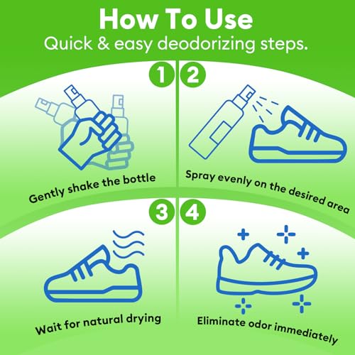 Foot & Shoe Deodorizer Spray, Odor Eliminator for Smelly Shoes & Feet | 5 fl oz, 2-Pack, Instantly Eliminates Odors from Shoes, Boots, Sneakers & Feet, Long-Lasting Freshness for Everyday Wear - size: 5 Fl Oz (Pack of 2)