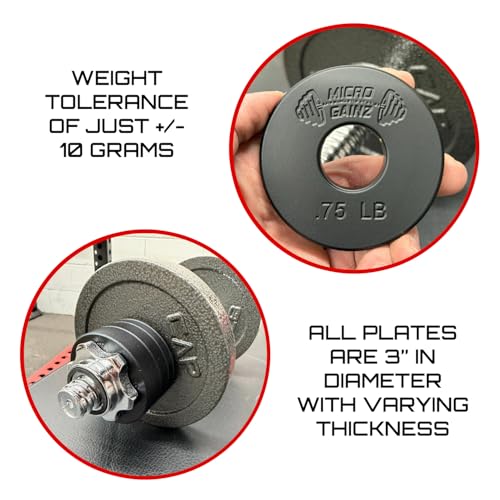 Micro Gainz Standard 1-Inch Center Hole Fractional Weight Plates Set of 2 Plates, Choose Set (.25LB-1.25LB), Designed for Standard 1-inch Barbells & Dumbbells, Made In USA - color: .75lb Black
