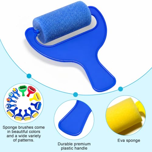 12pcs Sponge Roller Set, Plain and Textured | Foam roller set for DIY, home, and classroom projects, washable and reusable, art craft painting tools