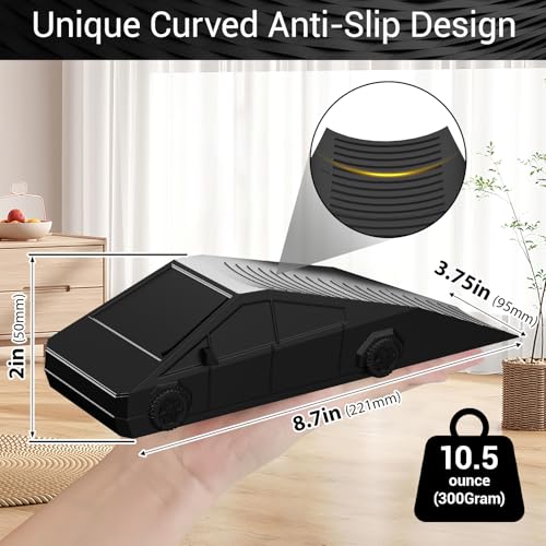 AIMAXINKE Funny Tesla Cybertruck Door Stoppers for Bottom of Door, Anti-Slip Rubber Heavy Duty Door Stop Wedge, Large Doorstop 2 inches High Gate Holder Suits Any Floor＆ As a Gifts - color: Black-1pack-Rubber