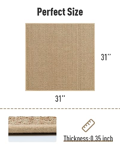 PADOOR Non Slip Stair-Treads Matching-Mat for Wooden Steps, Square Rubber Backing Non Slip Stair Landing Mat 30x30 inch - size: 30''x30'', style: Beige