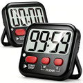 Antonki 2 Pack Digital Timer for Kids, Magnetic Countdown Kitchen Timers for Cooking, Egg, Classroom, Teacher, Exercise, Study, Oven - Battery Included - color: New Black