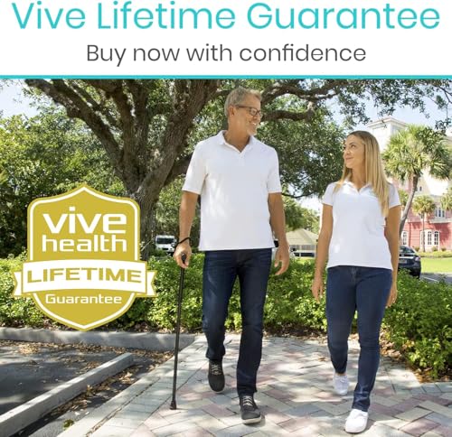 Vive Folding Cane - Foldable Walking Cane for Men, Women - Fold-up, Collapsible, Lightweight, Adjustable, Portable Hand Walking Stick - Balancing Mobility Aid - Sleek, Comfortable T Handles - color: Grey Poly