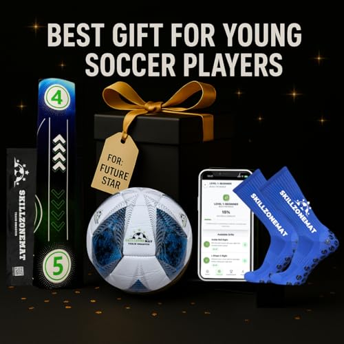 SkillZone Soccer Training Mat with Soccer Ball – Dribbling & Footwork Trainer | Indoor/Outdoor Soccer Training Kit with Interactive Video Hub, Grip Socks & Carry Bag | Control & Agility Practice - color: Galaxy Dribble - Match Kit