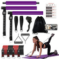Pilates bar kit Multiple Fitness bar with Resistance Bands, Ab Rollers.Core Strength Training Equipment. Squat Machine for Men and Women.Portable Home Gym Pilates bar kit for Full Body Training Women - style: Basic purple