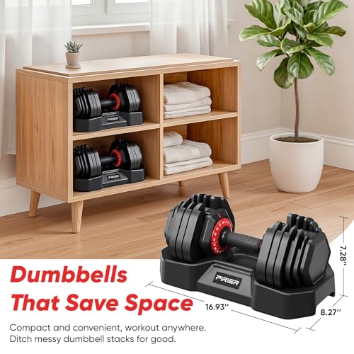 PIRIER Adjustable Dumbbell Set 25/50LB Dumbbells Weight, 10-in-1/18-in-1 Weight Dumbbell with Anti-Slip Metal Handle and Bicep Supports for Comprehensive Full Body Strength Training - color: Black-50LB(Pair)