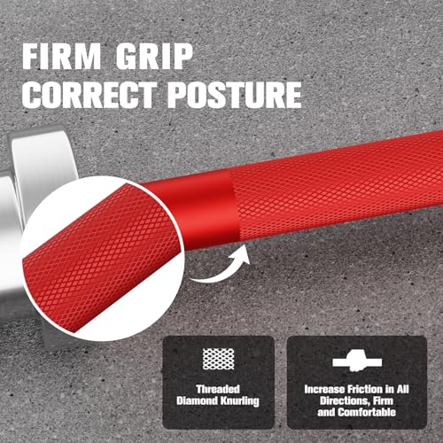 RITFIT Olympic Barbell 4ft/6ft - 2 Inch Weight Bar for Strength Training, Weightlifting, Squat, Deadlift, Bench Press, Curl, Overhead Press - 350lbs/500lbs Capacity - color: Silver/Red, size: 4FT without Collar