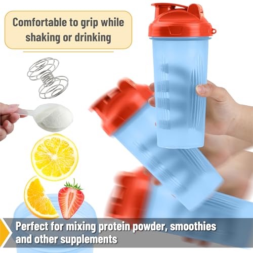 Mr. Pen- Shaker Bottles for Protein Mixes, 28 oz | Leak Proof Shaker Cups with Stainless Steel Wire Whisk Ball for Protein Shakes and Pre Workout - color: Blue with Orange Top
