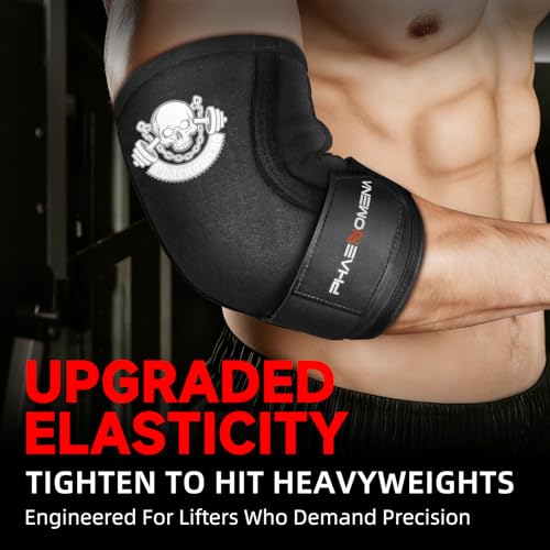 Weightlifting Elbow Brace(1 Pair), Elbow Sleeve with Dual Pressurization Design Straps for Bench Press, Powerlifting, Pressing, Neoprene Training Gear for Men and Women - size: X-Large