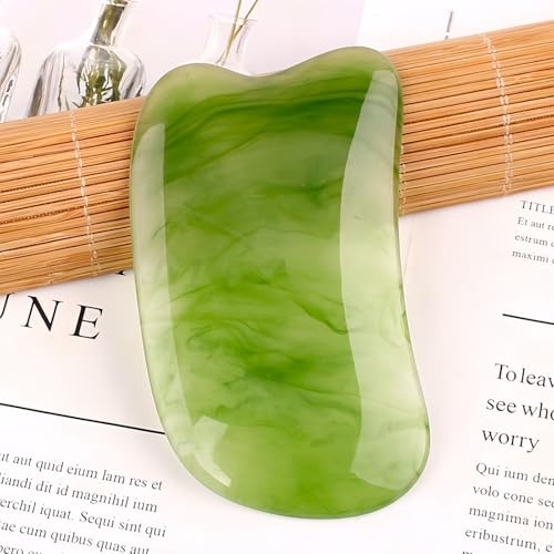 Gua Sha Scraping Massage Tool, GuaSha Facial Set, Natural Resin GuaSha Massage Tools for Rejuvenate Skin Anti-Wrinkle Anti Aging (Green, Square) - size: Square