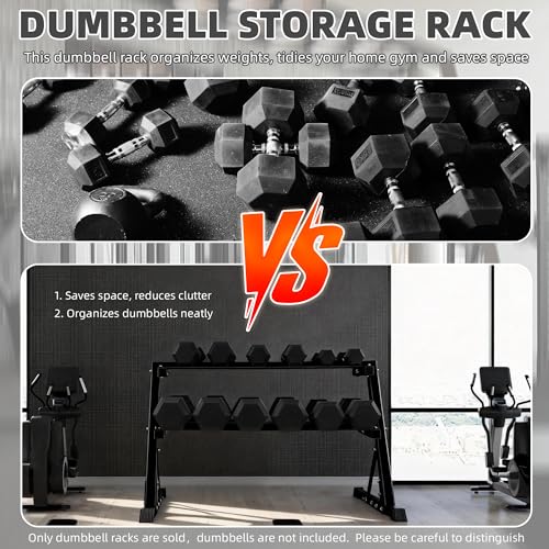 BalanceFrom Dumbbell Rack Stand, Multi-Tier Weight Rack for Dumbbells & Kettlebells, Heavy Duty Home Gym Storage Rack, Includes 25 lb Dumbbell Pair, Black - style: 2 Tier