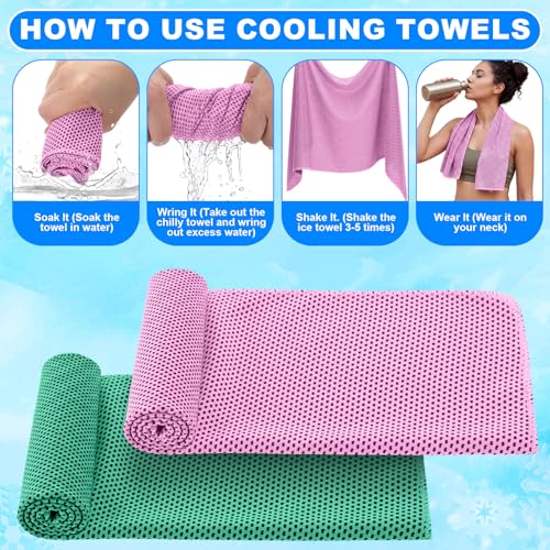 Shellwei 100 Pcs Cooling Towels Bulk 32 x 12 Inch Ice Towel Bulk Cooling Rag for Face and Neck Soft Breathable Microfiber Cloth Chilly Quick Cold for Gym Sport Golf Running Stay Cold (Macarons) - color: Macarons