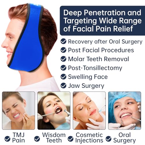 ZNÖCUETÖD Wisdom Teeth Ice Pack Face Head Wrap for Wisdom Teeth Removal Toothache Pain Relief, TMJ, Jaw Ice for Face Oral Surgery, Dental Implant with 4 Reusable Hot Cold Gel Packs (Royal Blue) - color: Royal Blue