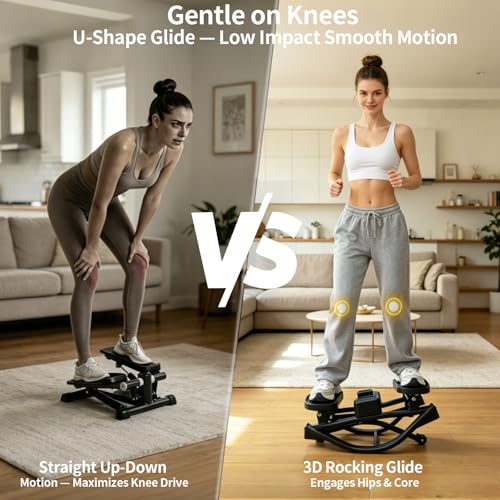 Rock Stepper, Side to Side Rock Stepper Exercise Machine, Low-Impact Balance Board with Digital Counter and Resistance Band, 330 LBS Weight Capacity for Full Body Workout Balance - color: Black