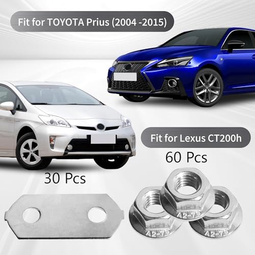 30 Sets Nickel Plated Copper Bus Bars & Stainless Steel Nut Kit - Compatible with Toyota Prius, Prius V, Lexus CT200h Hybrid Battery (2004-2017 Models - Improved Design) - size: 30 sets