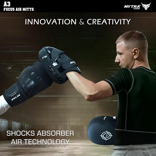 Mytra Fusion Air Boxing Mitts Real Leather Boxing Pads for MMA Muay Thai Training and Martial Arts Punching Pads Kickboxing Focus Mitt and Focus Pads with Pair
