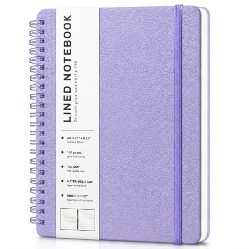 ABERLLS Lined Spiral Journal Notebook with 160 Pages, 8×5.7in, A5 Spiral Notebook, Journaling Notebooks for Work, School, Women, Men, College Ruled Spiral Notebook, Hardcover Leather Journals, Purple - color: Purple, size: A5