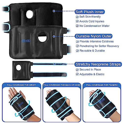 REVIX Hand Ice Pack Wrap for Discomfort Reducing, Reusable Gel Ice Pack for Wrist Relaxation, Promoting Flexibility and Mobility by Cold Compression Therapy, Black - style: Black