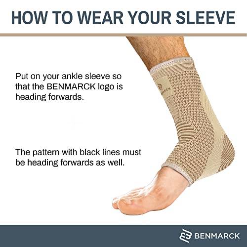 Benmarck Achilles Tendon Support Brace, Plantar Fasciitis Sock, Ankle Compression Sleeve For Running, Tendonitis and Flat Feet Relief - color: Natural Beige