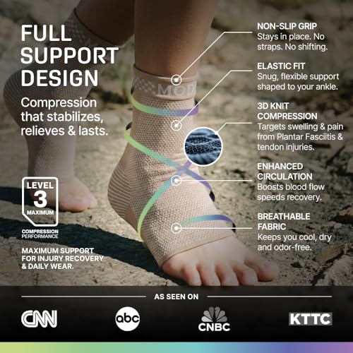 Modvel Foot & Ankle Brace Socks for Sprained Ankle Compression Sleeve - Foot Support for Women & Men - Tendonitis & Arthritis Ankle Brace Sports Running, Torn Ligaments & Women Stabilizing Ankle Wrap - color: A Skin / Nude, size: Small