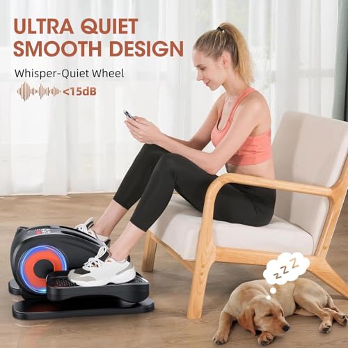 Under Desk Elliptical Machine, 2-in-1 Electric Leg Exerciser for Seniors, Quiet & Compact Pedal Exerciser with Remote, 12 Speed Elliptical Exercise Machine for Home Office - color: Black Orange