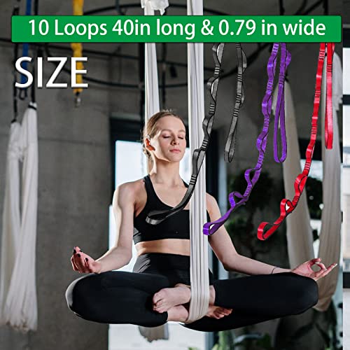 Aerial Yoga Hammock Daisy Chains Strap, Strong 22kN Adjustable with 10 Loops, No Stretch, Climbing Strap Nylon Chain Sling FOR Aerial Yoga,Swing, Hammock, Suspension, Exercise - color: Grey