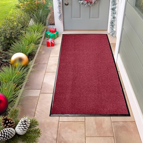 MaxMat® Extra Large Commercial Door Mat, Rubber Border Heavy Duty Door Mat, Waterproof, Low-Profile, Easy to Clean, Rubber Entry Mat. (Red, 2 x 6 Feet) - color: Red, size: 2 x 6 feet