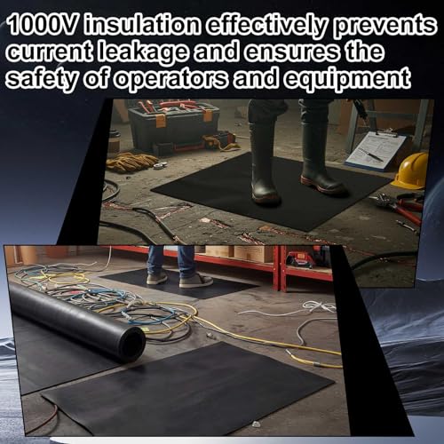 1 Pcs Electrical Rubber Mat 1000v Insulated, 20" x 20" High Voltage Electrical Safety Rubber Mat Non Slip Dielectric Floor Mats for Electrician Workshop Control Panel, Black - color: Black, size: 20" X 20" X 0.06"