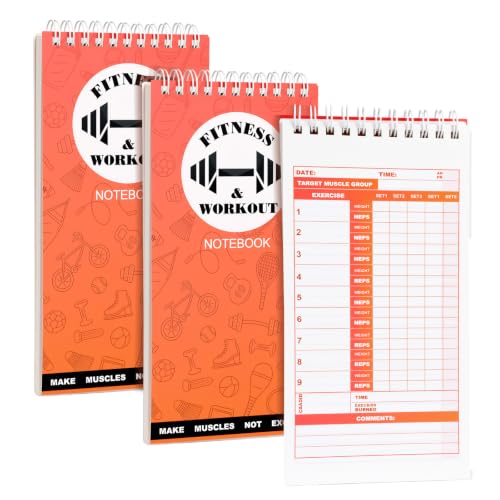 3-Pack Compact Gym Notebook & Workout Journal - 4x8 Inch Portable Fitness Log Book, 70 Sheets per Pad, Training Diary & Exercise Planner (3)