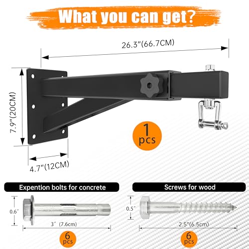 Punching Bag Hanger, 900 LBS Heavy Bag Wall Mount & Ceiling Hanger with 360° Swivel, Thick Steel Boxing Mount for MMA, Muay Thai & Home Gym (Multiple Mounting Options) - color: Wall Mount - Extendable Arm