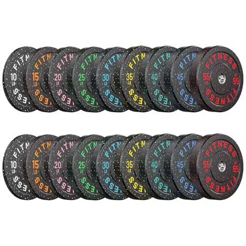 2" Bumper Plates Set Olympic Weight Plates for Barbell Strength Training | Papababe 2Inch Weights Plates Set, Floor Protective Plates, 20-600lbs Rubber Bumper Plates for Weightlifting, Bench Press - size: 550 LB SET, style: High Bounce
