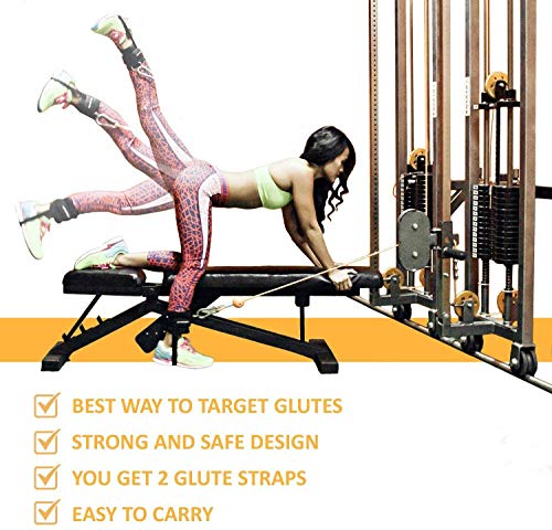 Upgrade Cable Machine Ankle Straps Fitness Cuffs for Men & Women, Neoprene Padded 4 D-Ring Heavy Duty Home Gym Cable Attachment for Glute Leg Butt Workout