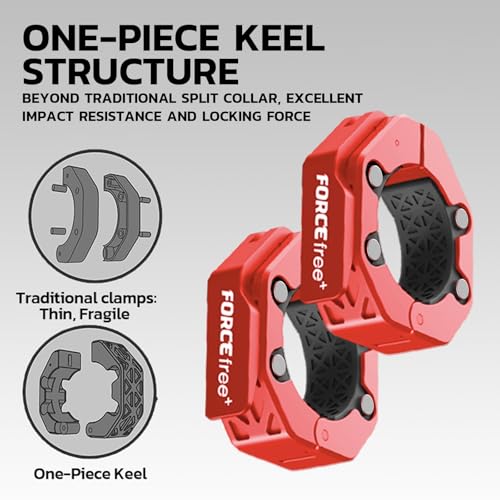 Quick Release Olympic Barbell Collars 2" (Pair) - Non-Slip Weightlifting Barbell Clips for Secure Powerlifting, Home & Gym - High-Strength Metal Bar Clamps Magnetic - style: PRO-RED-MAG