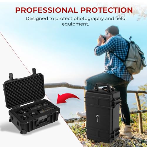 Reflex Camera Large Protective Hard Camera Case (20.22"x11.32"x7.91") suitable for Drones, Camera Lens, DSLR & Guns. Smooth Rolling Wheels, Waterproof IP67, Shockproof (Rolling Hard Case with Foam) - style: Rolling Hard Case With Foam