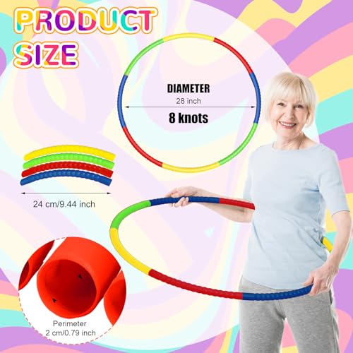Sratte 12 Pcs Toy Hoop for Kid Detachable Adjustable Toy Hoop Colored Hoop Exercise Ring Plastic Circle for Kid Teen Gymnastics Dog Agility Equipment, Require Self Assembly(Classic Color, 24 Inch) - color: Classic Color, size: 24 Inch