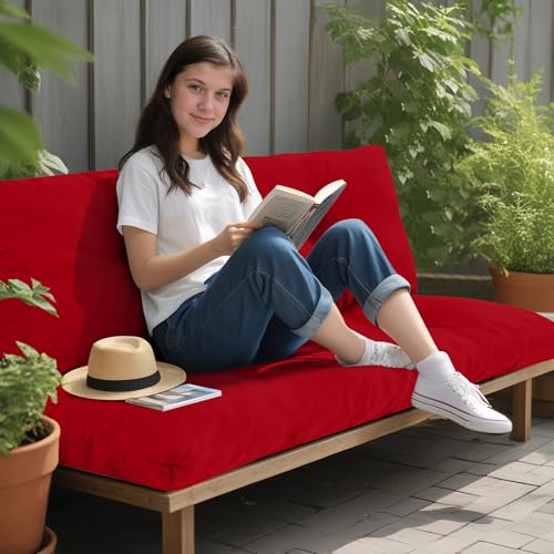Outdoor Bench Cushion Waterproof, Tufted Bench Seat Cushion | 36 x 15 Inch Patio Wicker Indoor Seat Pads for Outside Garden Patio Balcony, Red - color: A Lipstick Red, size: 36x15 Inch