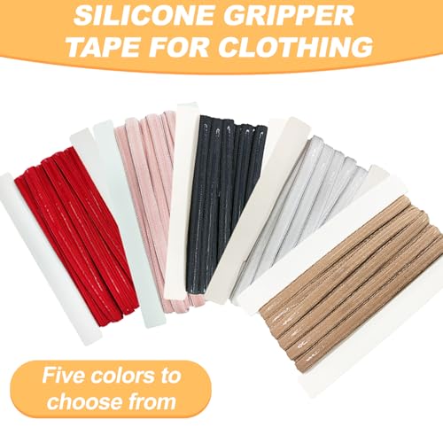 Multicolor Silicone Elastic Gripper Tape-10mm Stretch Non Slip Gripper Elastic for Garment, 5 Yards a Piece (Black) - color: Black