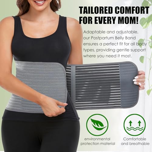 MAMODY Postpartum Belly Wrap Belly Band Abdominal Binder Post Surgery 9.5" | Abdomen Hernia Support Belt for Men and Women, Waist Belt for Stomach Support Back Pain Relief - size: Large-X-Large