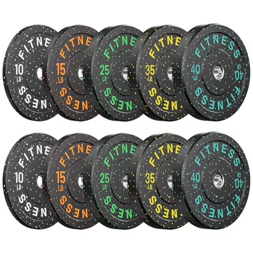 2" Bumper Plates Set Olympic Weight Plates for Barbell Strength Training | Papababe 2Inch Weights Plates Set, Floor Protective Plates, 20-600lbs Rubber Bumper Plates for Weightlifting, Bench Press - size: 250 LB SET (PAIR OF 10, 15, 25, 35, 40 LB), style: