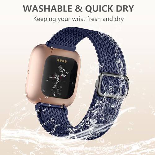 Maledan Compatible with Fitbit Versa Bands for Men & Women, Soft Stretchy Breathable Bracelet Replacement Bands for Versa 2/Lite/SE/Strap Accessories, Blue - color: 8-Blue